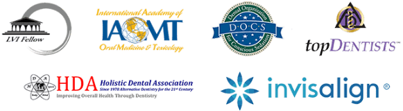 ContemporaryDentistryAffiliations Logos of dental associations and Invisalign brand in a single row