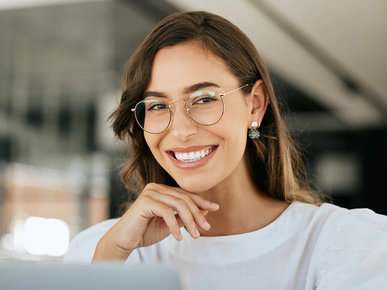 Woman showing off her beautiful smile