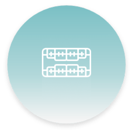 Orthodontic braces icon in a teal gradient circle
